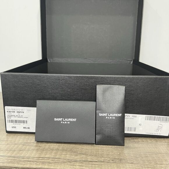 Saint Laurent Cassandra YSL Logo Sandals Black Size 42 Used - Picture 13 of 14